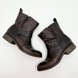 Spirit by Lucchese Olivia Short Brown Smooth Leather Ankle Western Boots